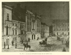 Une rue de Newcastle éclairée par les lampes Swan - French School